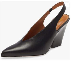 FOWT Black Slingback Pumps for Women 3 Inch Heel Elegant Pointy Toe Shoes
